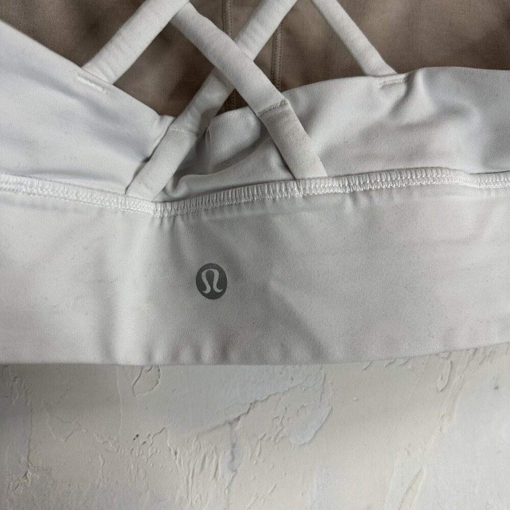 lululemon Energy Longline Sports Bra White Luxtreme Strappy Womens 12 Athletic - Picture 8 of 10